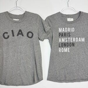 Sol‎ Angeles Graphic T-Shirts Women S & M Gray Ciao Madrid Paris Anthropologie